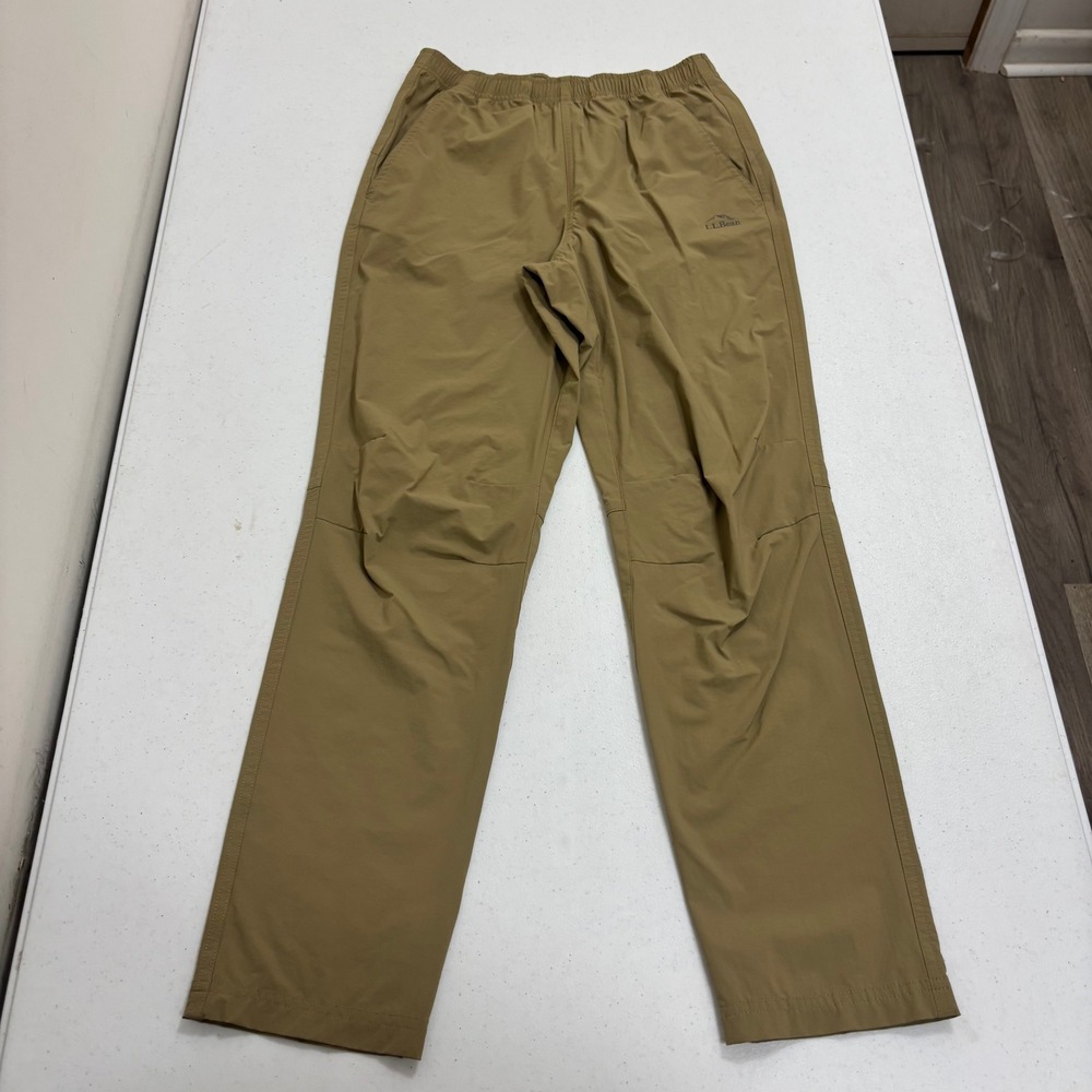 LL Bean Womens Tan Nylon Spandex Hiking Pants Size 14 512788 Elastic Waist